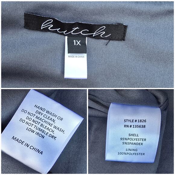 Gold Foil Hutch Dress Plus Size 1X Gray Bell Sleeve Faux Wrap Stretch Modcloth - Picture 4 of 9